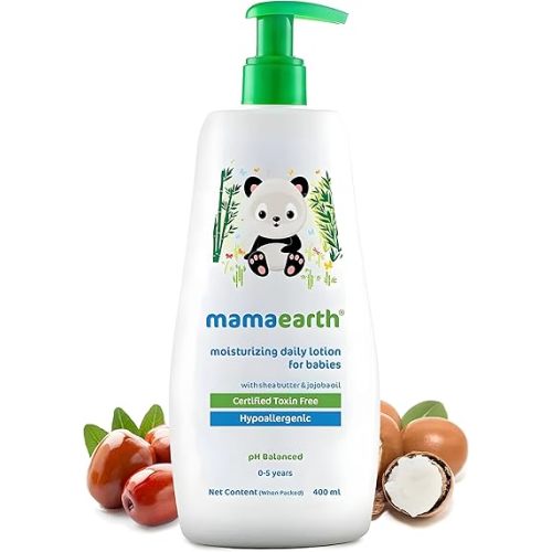 Mamaearth Daily Moisturizing Baby Body Lotion | Skin Nourishment with Shea Butter & Jojoba Oil | Gentle Formula for Delicate Skin of Babies | 13.53 Fl Oz (400ml)