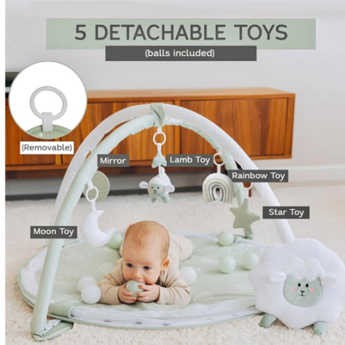 6-in-1 XL Play Mat & Play Gym, Baby Gym, Baby Activity Gym, Sensory Exploration and Motor Skill Development Toys (Sage)