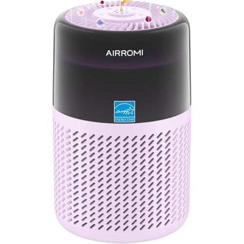 AIRROMI Air Purifier for Home Pet Hair Allergens Smoke in Bedroom Purple