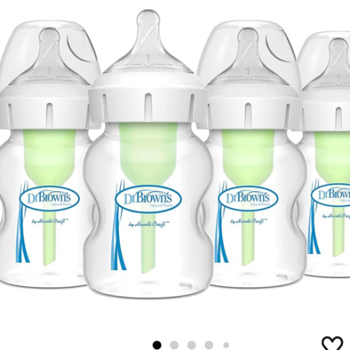 Dr. Brown’s Natural Flow® Anti-Colic Options+™ Wide-Neck Baby Bottles 5 oz/150 mL, with Level 1 Slow Flow Nipple, 4 Pack, 0m+