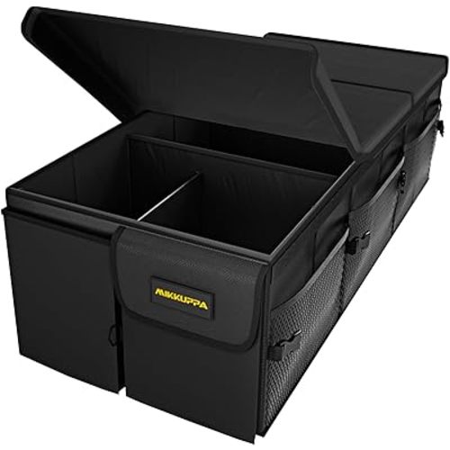 MIKKUPPA Car Trunk Organizer - 95L Collapsible Trunk Organizer with Lid, Sturdy Car Storage for SUV Auto Truck Van with Adjustable Straps and Non Slip Bottom (Black, X-Large)
