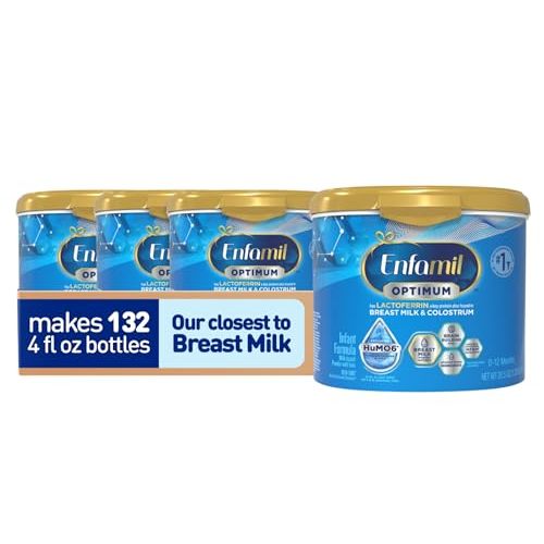 Enfamil Optimum Baby Formula, Our Closest Formula to Breast Milk, Immune-Supporting Lactoferrin also found in Breast Milk, Brain-Building DHA, 20.5 Oz, Pack of 4