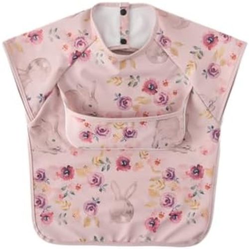 Waterproof Baby Bibs,Infant Toddler Extra Cover Feeding Bib With Food Catcher,Easy Clean & Washable