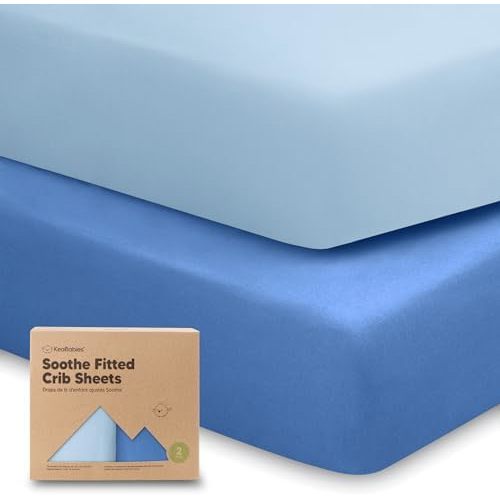 KeaBabies 2-pk Organic Cotton Crib Sheets for Boys Girls 52x28 (Cornflower)