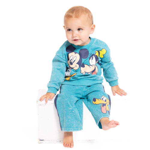 Mickey and Friends Baby Long Sleeve Graphic Crewneck Tee with Matching Pants, 2-Piece, Sizes 0/3M-24M