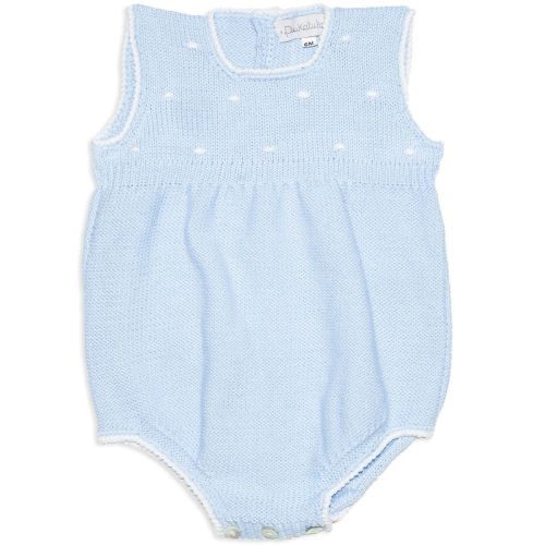 Byron Baby Blue Dots Organic Cotton Knitted Romper
