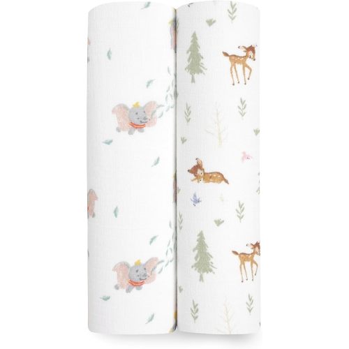 aden + anais Essentials Muslin Swaddle Blankets, Newborn Receiving Blanket for Swaddling, 100% Cotton Baby Swaddle Wrap, 2 Pack, Disney + Friends