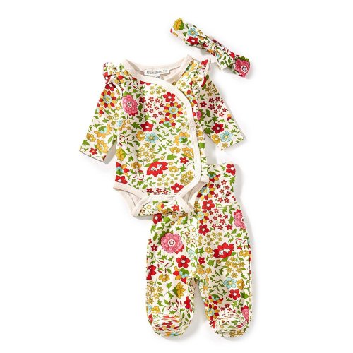 Adventurewear 360 Baby Girls Knit Floral Long Sleeve Top & Footed Pants Set