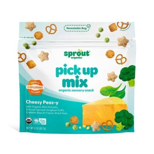 Sprout Organics Pick Up Mix Cheesy Peas-y Organic Sensory Snack - 2oz: Toddler, Pouch, Ready to Eat