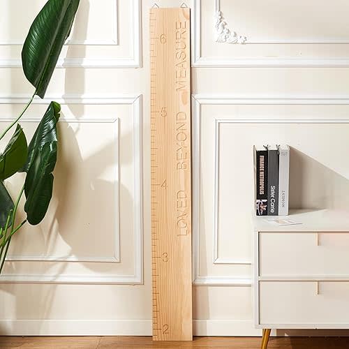 One-Piece Height Chart for Kids, Solid Wood Growth Chart for Wall Measurement Board for Nursery Wall Decor