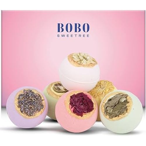 Bath Bombs for Women, Gift Set of 6 Fizzies Luxury Large Size with Real Flowers and Natural Organic Essential Oil, Self Care Gifts for Women, Mon, Daughter, Girlfriend, Kids,Pack of 6 (Multiple)