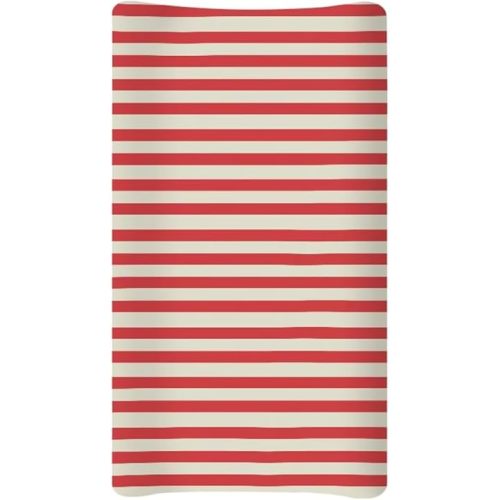 Red Stripe Changing Pad Cover for Baby Christmas Baby Diaper Change Table Pad Covers Soft Cradle Mattress Sheets Christmas Decor for Nursery