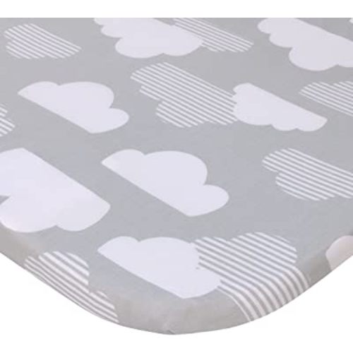 Skip Hop Cozy-Up 2-in-1 Bedside Sleeper Grey and White Clouds 100% Cotton Fitted Bassinet Sheet