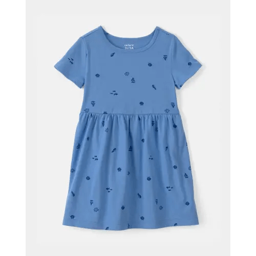 Toddler Girl Seashell Short-Sleeve Dress - Blue | Carter's