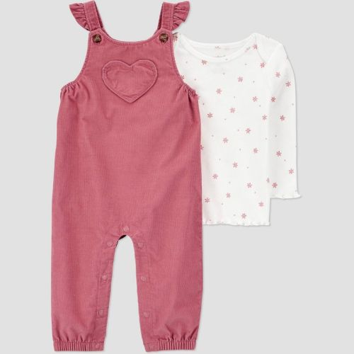 Carter's Just One You® Baby Girls' 2pc Heart Overalls Set - Pink