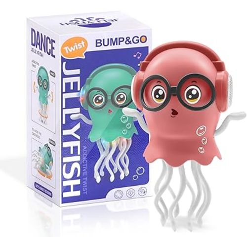 Dancing Octopus Toy, Electric Crawling Octopus Toy with Music, Tummy Time Toys for Boys and Girls, Interactive Gift(Pink)