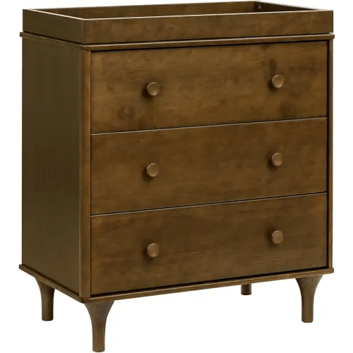 babyletto Lolly 3-Drawer Changer Dresser with Removable Changing Tray in Natural Walnut, Greenguard Gold Certified