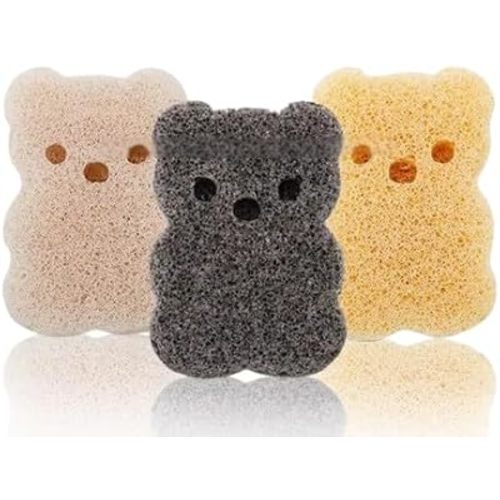Baby Sponge for Bathing, Konjac Natural Organic Bath Sponge for Infants, Plant-Based, 3-Pack Bear Shape
