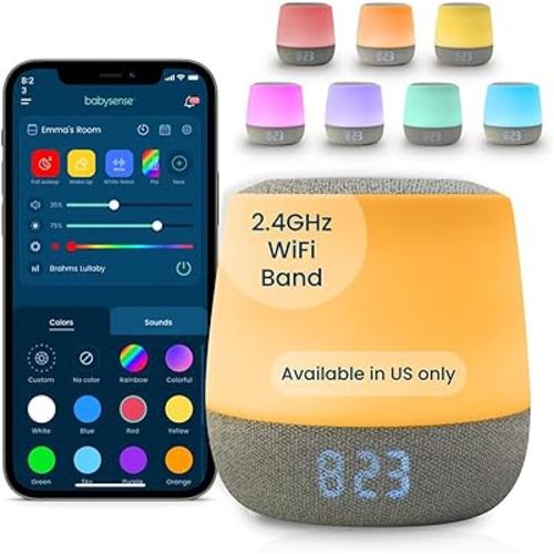 Babysense Dreamer 2.0 Baby Sound Machine with Night Light | 2nd Gen | 28 Soothing Sounds | Toddler Sleep Trainer | App-Controlled White Noise Machine | Sleep Timer | 2.4GHz WiFi | US Only