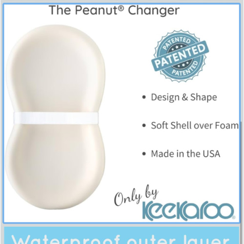 Keekaroo Peanut Changer Baby Vanilla– The Original Made in USA Easy-to-Clean Changing pad and The only Shell Over Foam, Fully Water Repellant