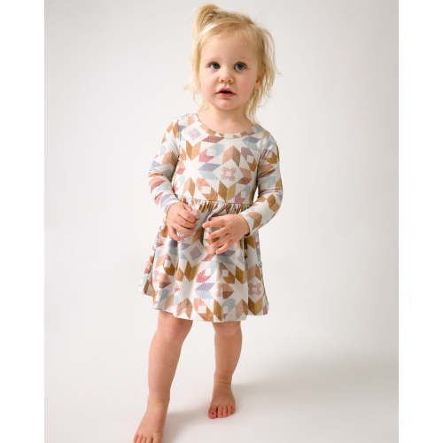Kaleidoscope Dreams Ribbed Skater Dress with Bodysuit | Little Sleepies