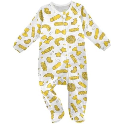 Baby One-Piece Footies Long Sleeve Rompers Zipper, Baby Footed Jumpsuit Cotton Clothes for Boys Girls 0-24 Month