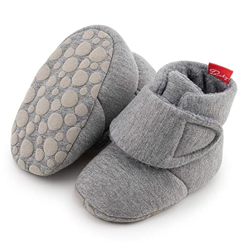 ohsofy Newborn Baby Cotton Booties Stay On Slipper Winter Warm Soft Shoes Non-Skid Infant Ankle Boots Crib Shoes