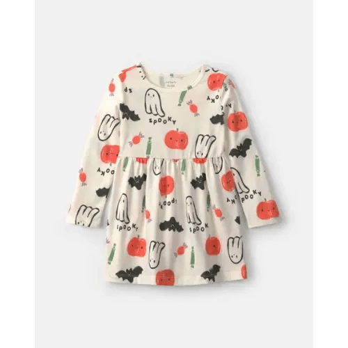 Toddler Girl Pumpkin Long-Sleeve Dress - Cream | Carter's