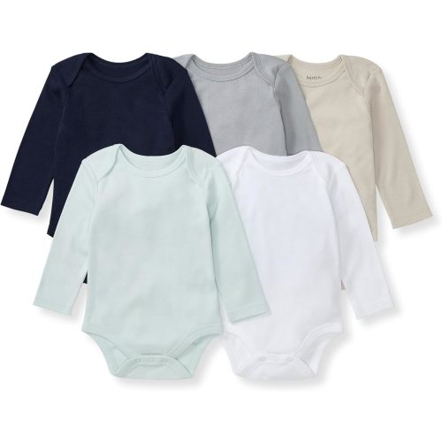 Burt's Bees Baby Organic Cotton Bodysuits – Baby Boy & Girl Short and Long Sleeve One-Pieces, 5-Pack