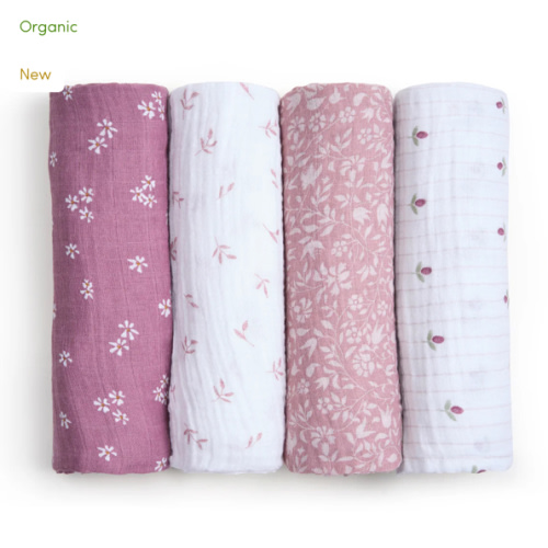 aden + anais heritage floral organic cotton muslin swaddles 4 pack