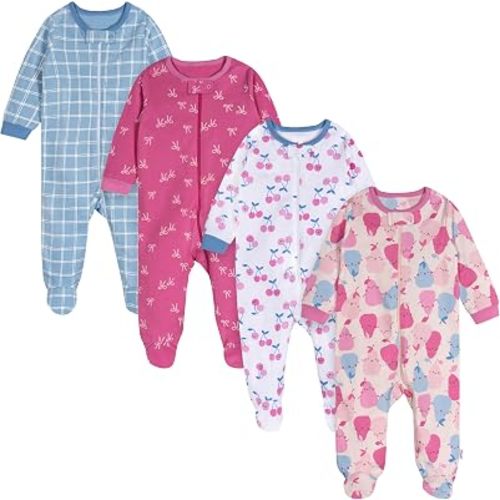 Onesies Brand Baby Girls 4-Pack Sleep 'N Play Footies Multi Pack