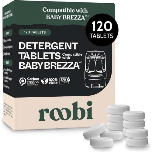 Detergent Tablets Compatible with Baby Brezza Bottle Washer Pro. Removes Milk Residue & Odor, Hypoallergenic Carbon Neutral Formula. 120 Count.
