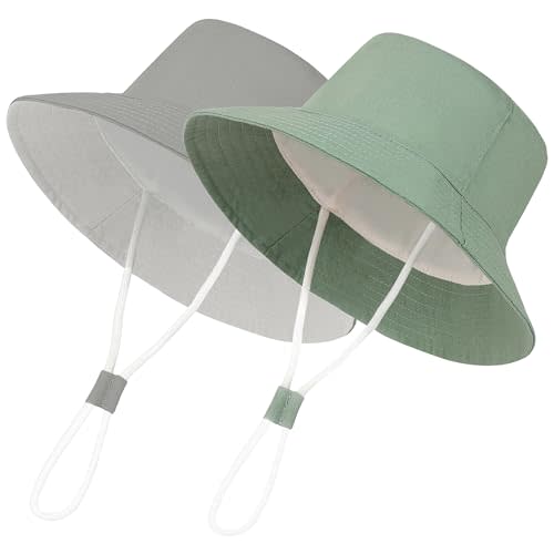 Urban Virgin 2-Packs Baby Sun Hat UPF 50+ Sun Protective Toddler Bucket Hat Summer Kids Beach Hats