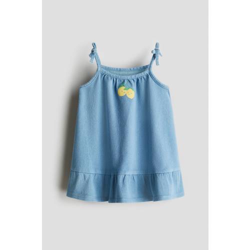 PRINT-DETAIL DENIM DRESS