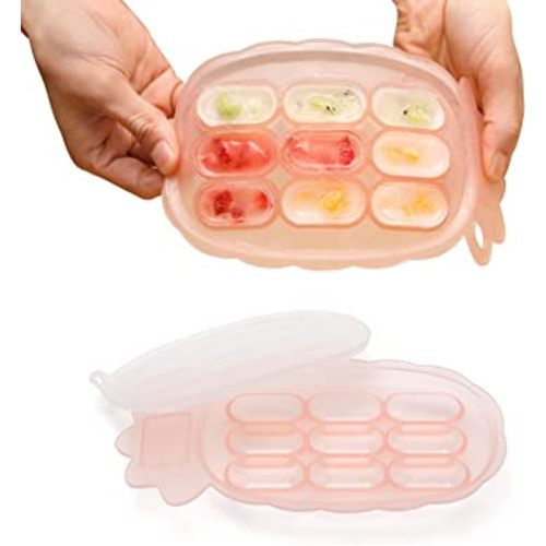 haakaa Silicone Nibble Tray -Breastmilk Teething Popsicle Mold -Baby Forage Feeder Fresh Food Freezer Tray -Ice Cube Tray - Baby Serving Divided Plate - 4m+Baby Toddler -Pineapple Blush