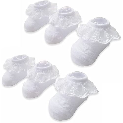 Infant Baby Girls Ruffle Socks Toddler Dress socks,Pack of 3/5/6 Baby Frilly Lace Ankle Socks