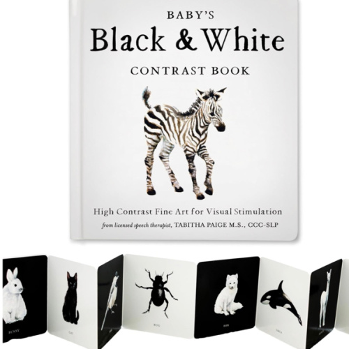 Baby's Black and White Contrast Book: High-Contrast Art for Visual Stimulation at Tummy Time (Tabitha Paige Children's Book Series)