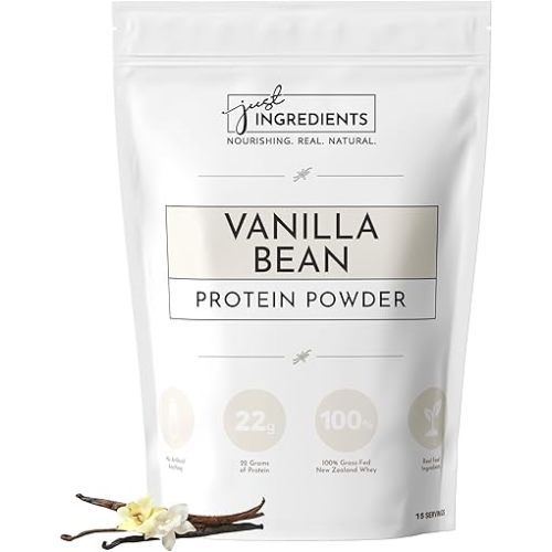 JUST INGREDIENTS Vanilla Protein Powder - Grass-Fed Whey Blend, Organic, Gluten Free - 15 Servings, 22g Protein