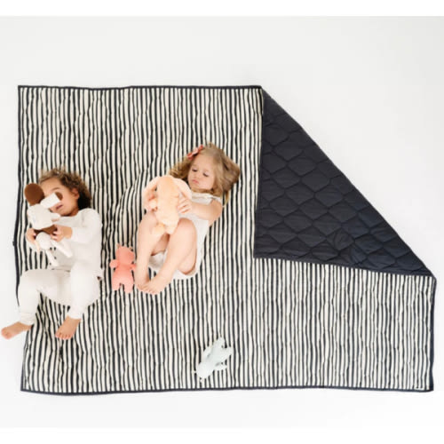 Picnic Blanket- Organic Quilted Cotton (60” x 84”) Bold Stripe