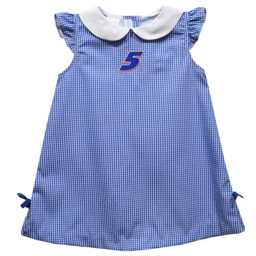 Girls Infant Kyle Larson Vive La Fete Blue Mini Check A-Line Dress