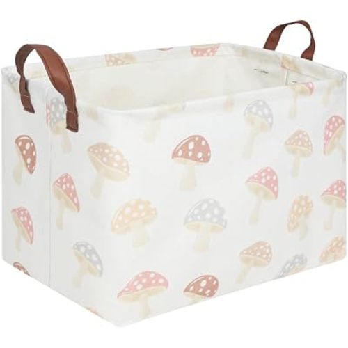 Rectangular Baby Laundry Basket,Mushroom Basket,Collapsible Waterproof Kids Toys Storage box,kids gift hamper,Toy Bins,Baby Room Decor(Mushroom)