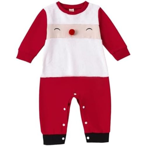 Newborn Baby Girl Boy Christmas Outfit Long Sleeve Romper Jumpsuit Bodysuit Santa Infant Fall Winter Clothes