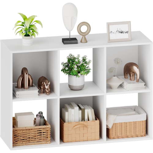 Sybels Cube Storage Shelf, 6-Cube Bookshelf with Removable Dividers，a Versatile Organizer , suitable for living rooms, home offices, and bedrooms, White
