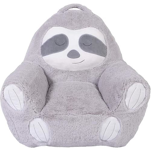 Sloth Toddler Plush Character Kids Chair Comfy Pillow Chair for Boys and Girls, 19 in x 20 in x 16 in