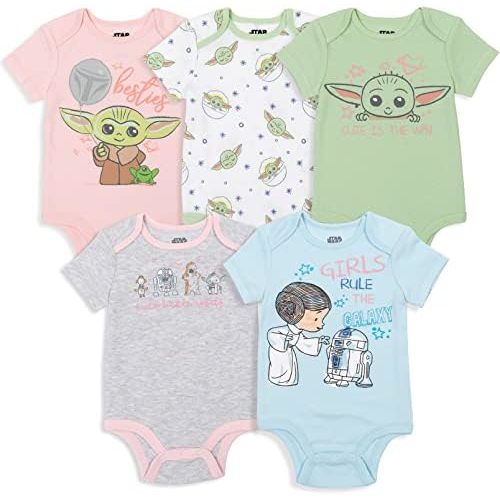 STAR WARS The Mandalorian The Child 5 Pack Short Sleeve Baby Bodysuits Newborn to Infant