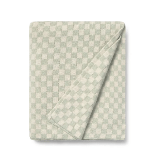 KNITTED BLANKET TILES BLUE SAGE