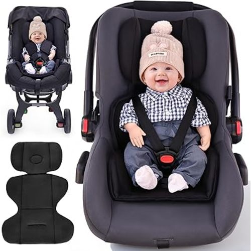 Infant Car Seat Insert，Carseat Head Support for Baby Preemie Newborn Infant,Babies Insert for Doona Stroller,Universal Baby Car Seat Head Support for Swing, Carseat(Black)
