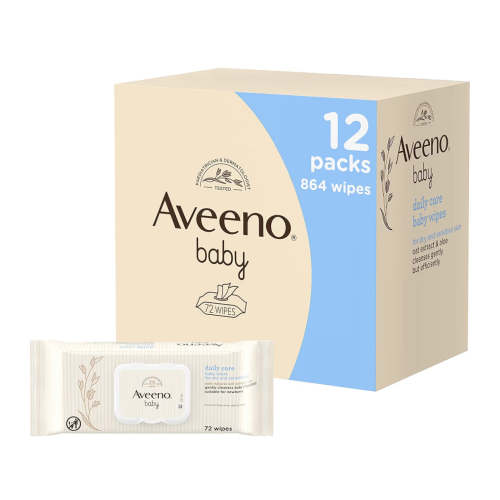 AVEENO Baby Daily Care Wipes - Baby Wipes - Baby Essentials - 72 Wipes, Pack of 12 (864 Wipes in Total)