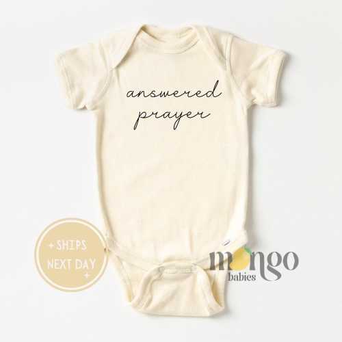 Answered Prayer Baby Onesies® Brand Religious Baby Shower Gift Cute Prayer Baby Shirt Cute Baby Gift for Mother Day Gift Cute Christian Baby