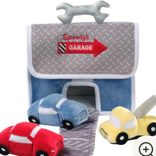 Cars & Tow Truck Garage Interactive Plush Developmental Playset Toy – Lambs & Ivy